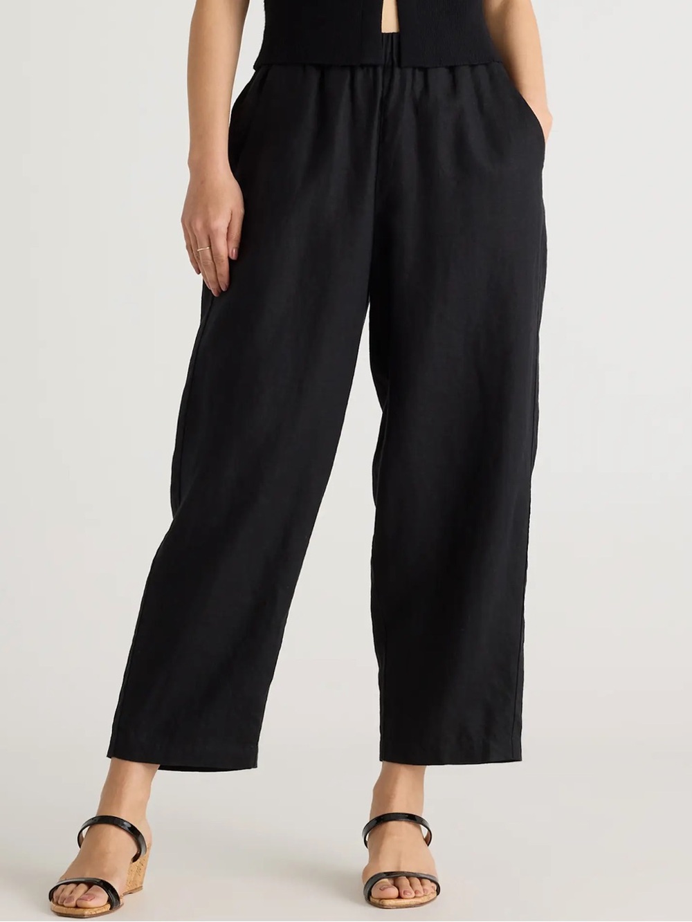 Quince 100% European Linen Pants Women’s Size L Pull On Lightweight Pockets